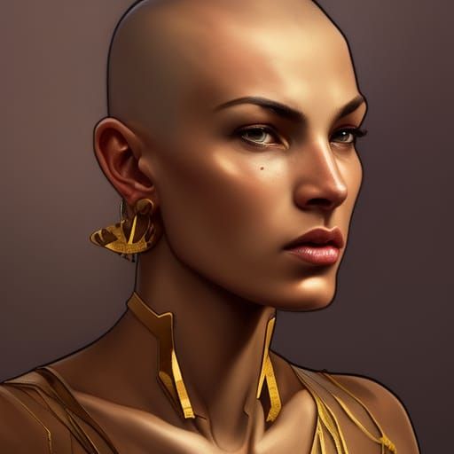 Fierce Warrior Woman Portrait in Hyperdetailed Digital Art