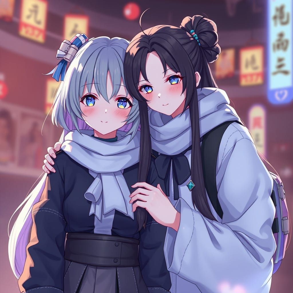 Young Anime Girl with Friend in Stunning 8K Concept Art