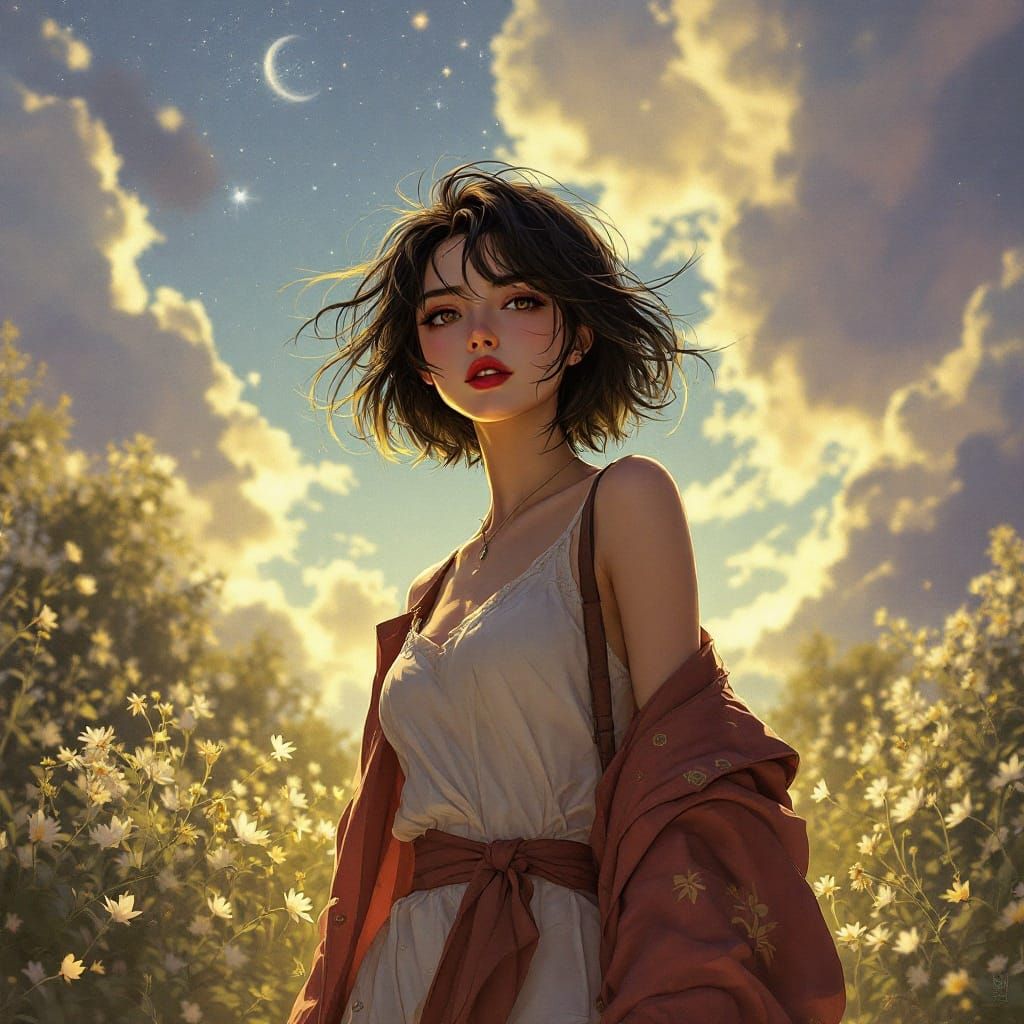 Anime Art Fusion: Luminous Street Scene