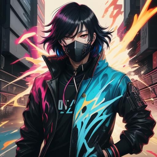 Ken Kaneki Graffiti Art in Anime Style