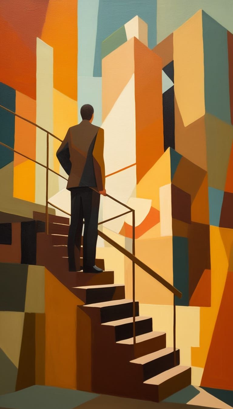 Cubist Interior Scene in Oil Painting Style