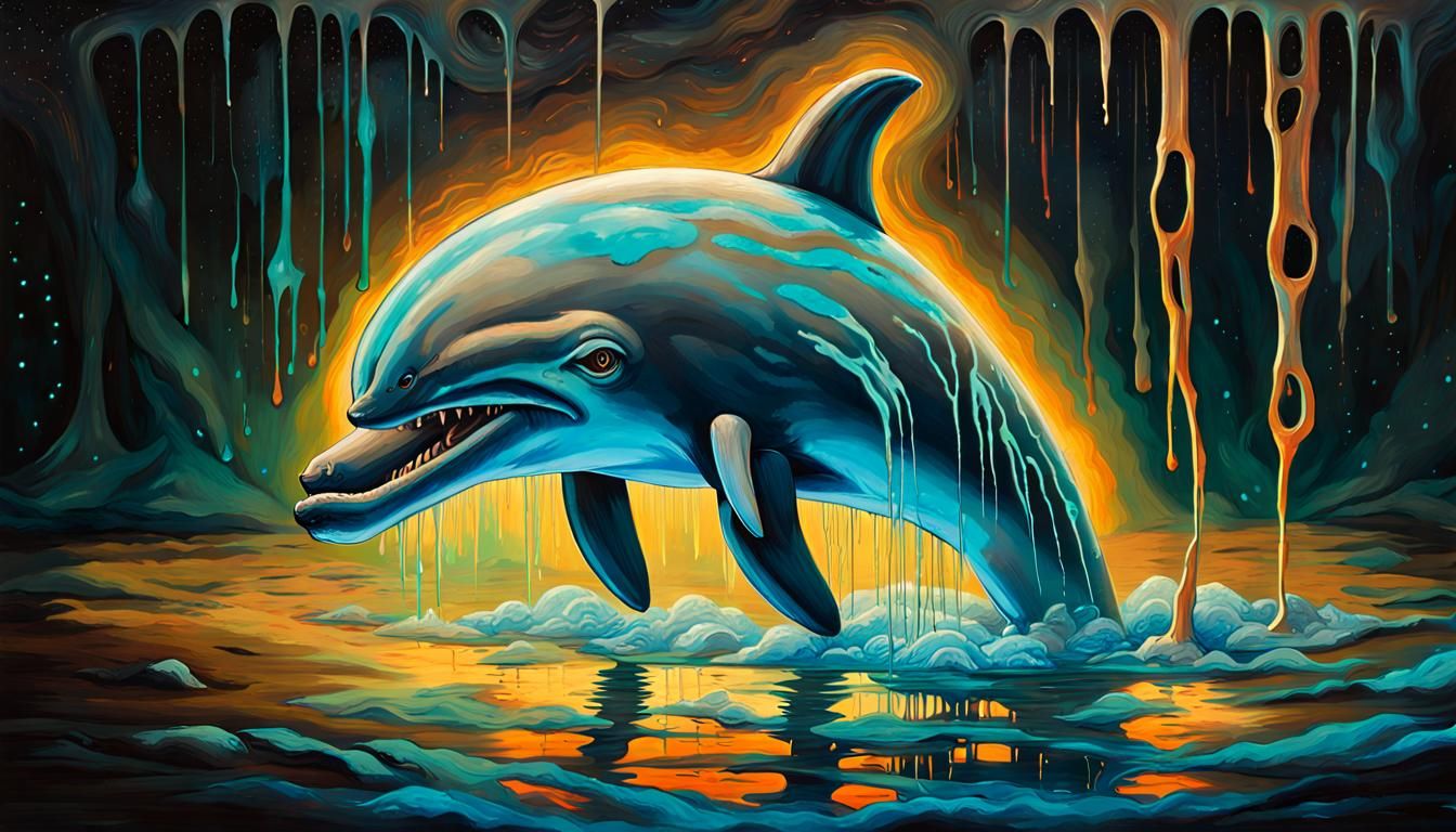 Bioluminescent Hybrid Creature Painted in Dripping Oil