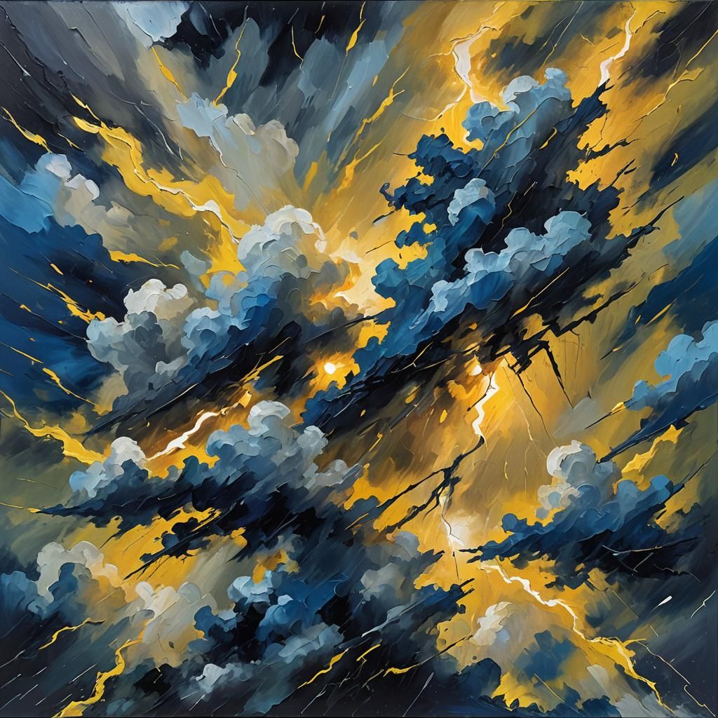 Dramatic Lightning Storm in Neo-Expressionist Style