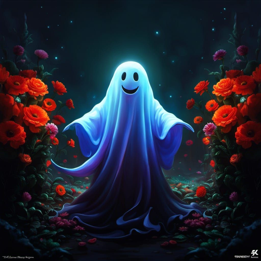 Friendly Ghost in Hyperdetailed Fantasy Art Style