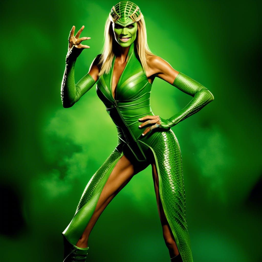Heidi Klum as Lizard Goddess in Mortal Kombat