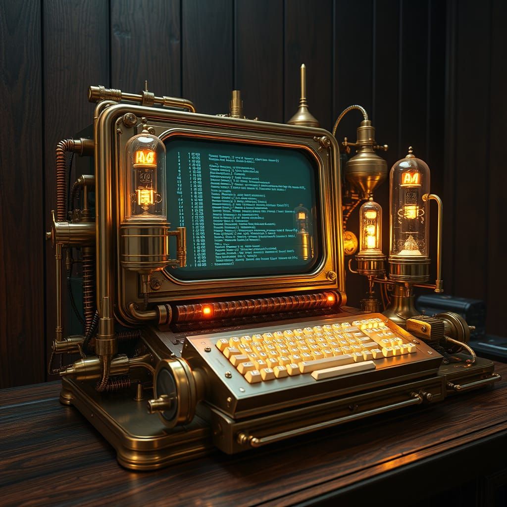 Steampunk Computer Masterpiece in Victorian Aesthetic