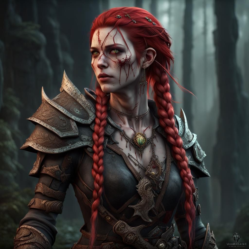 Undead Ranger with Red Hair in Fantasy Art