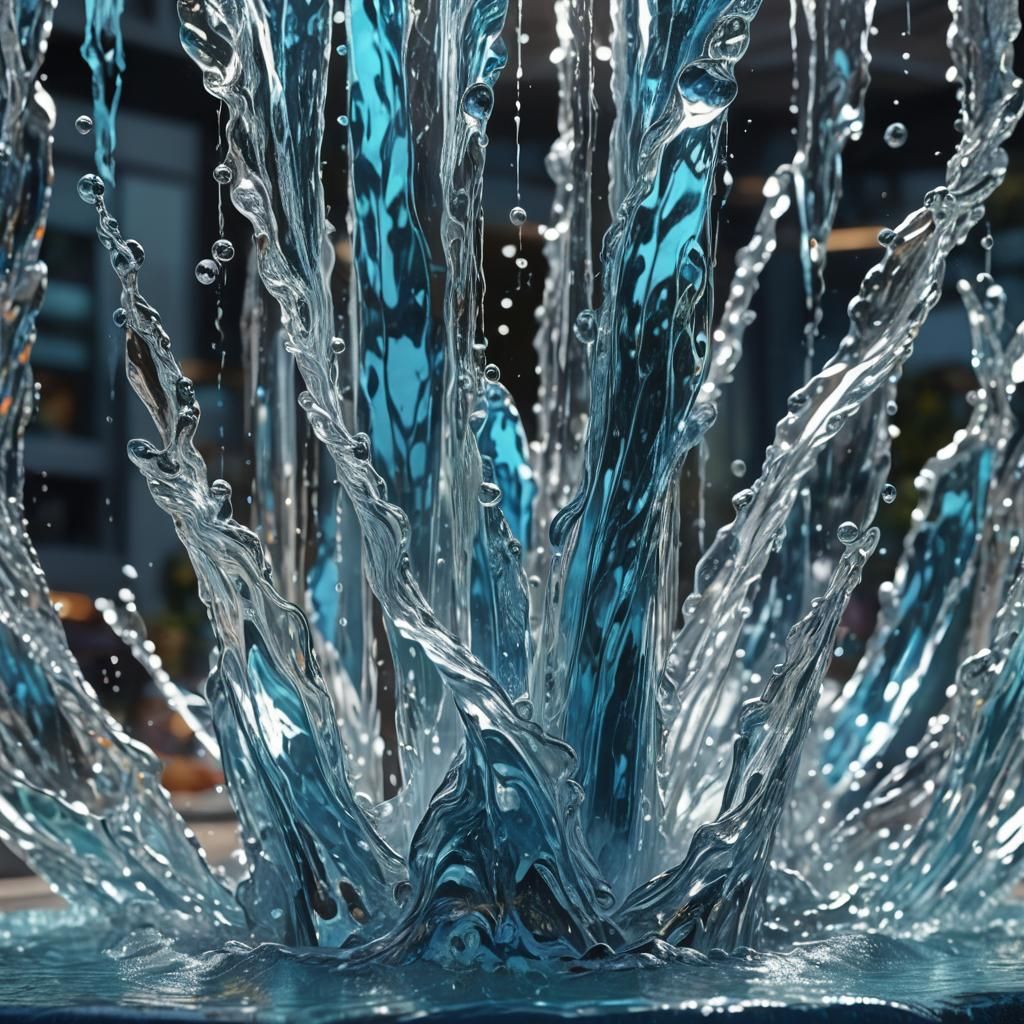 Elegant Glass Water Fountain Concept Art in 3D