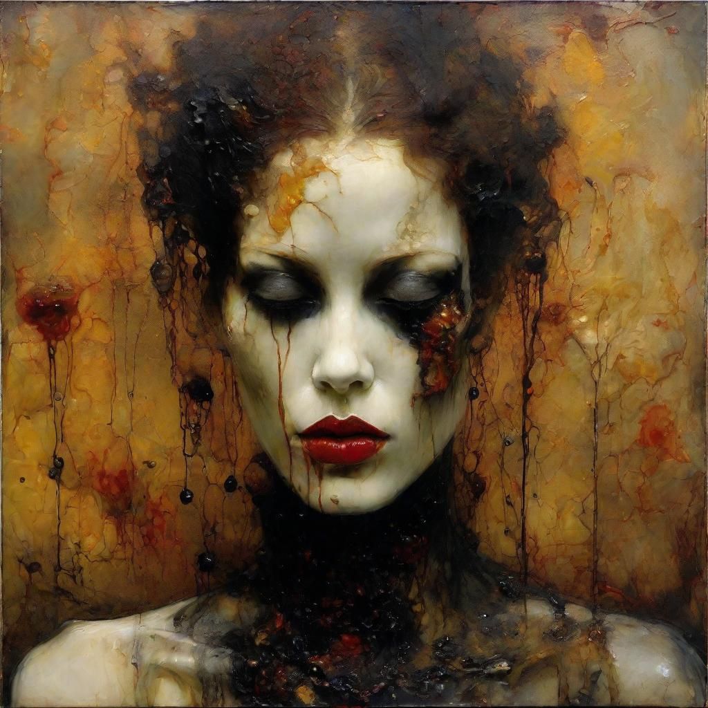 Diabolical Figure in Encaustic Molten Wax Style