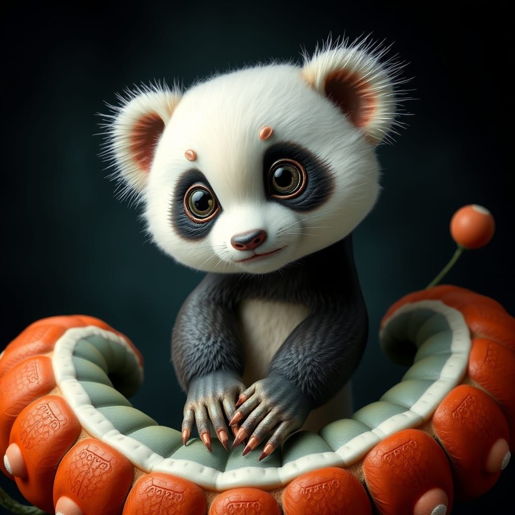Surreal Hyperrealist Centipede Panda Hybrid