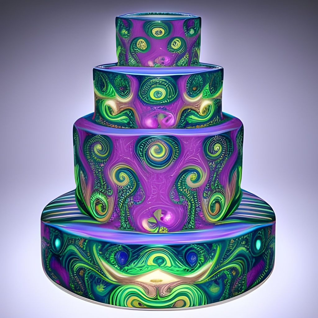 Delicious cake by Lisa Frank intricately detailed Cinema 4D IMAX Horde3D 3ds Max beautiful Eldritch fractal majolica den...