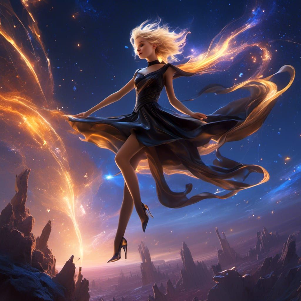 Woman on Shooting Star: Fantasy Concept Art