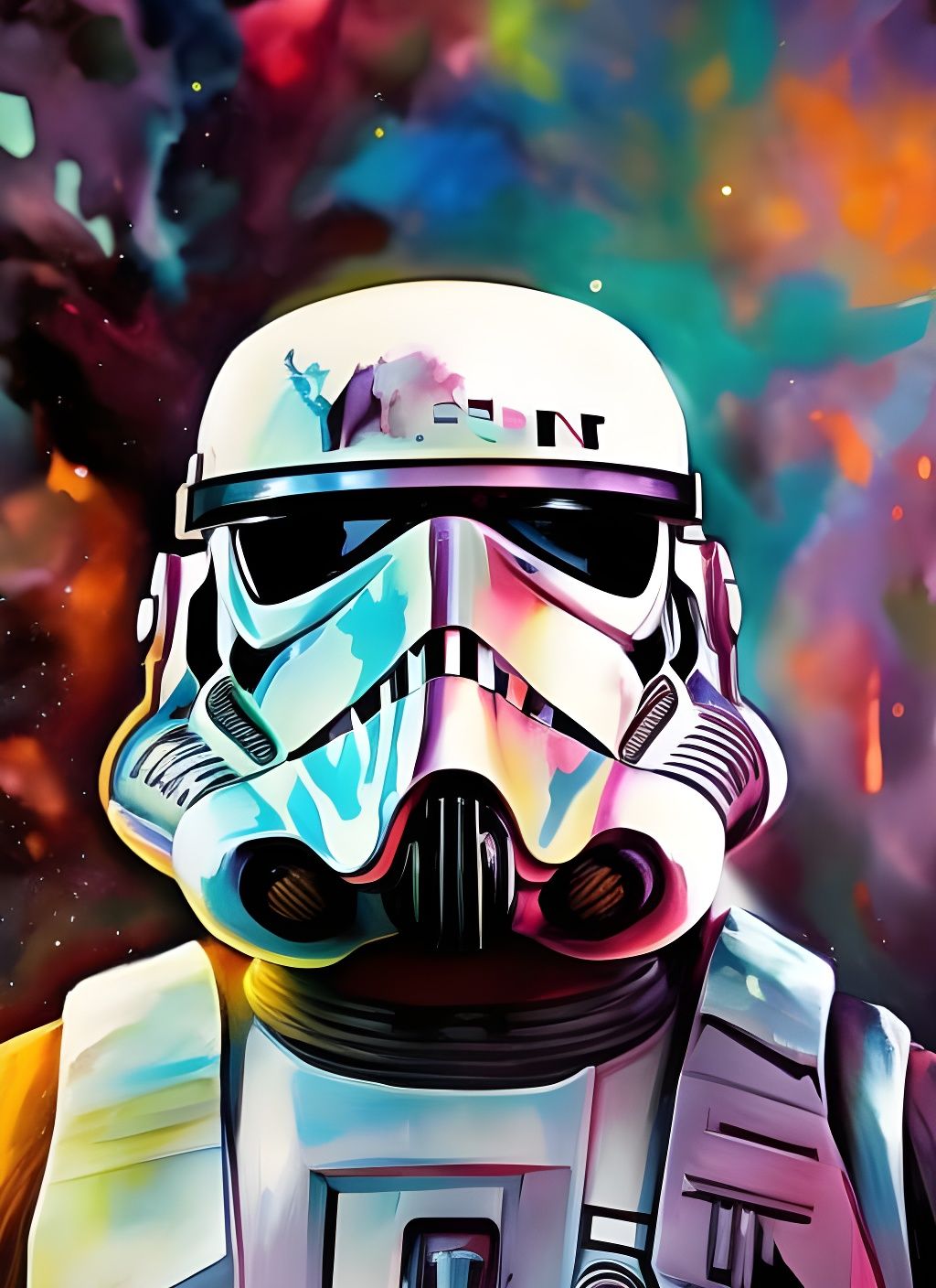 Badass Stormtrooper Portrait in Gouache Illustration