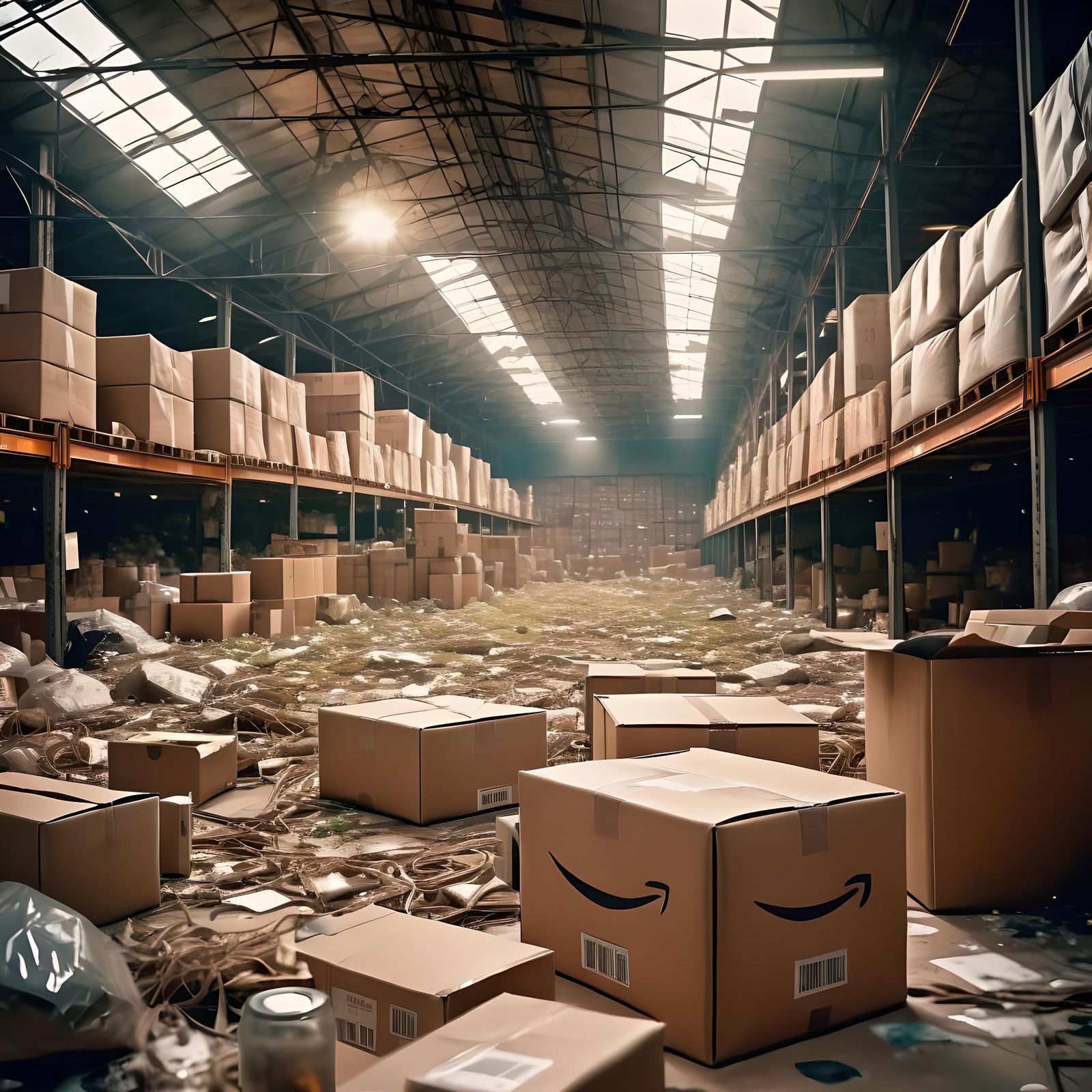 Chaotic Abandoned Warehouse with Vintage Parcels