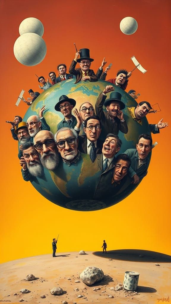 Whimsical Satire of Idiocy in a Surrealist Sphere