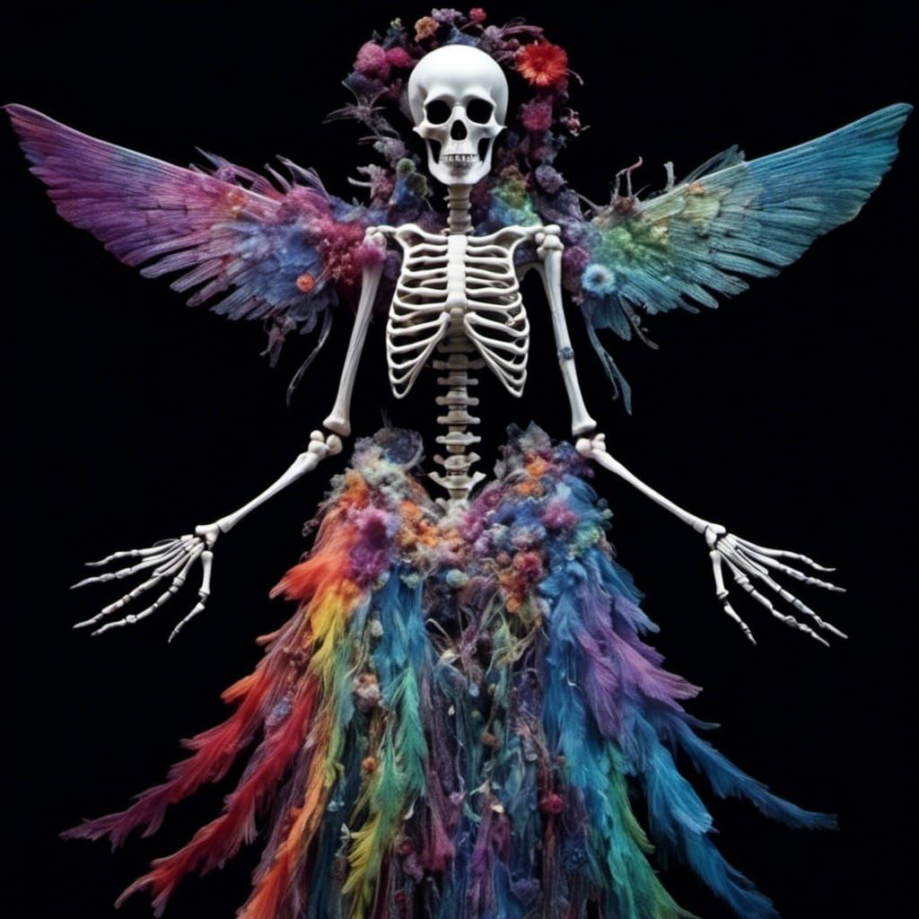 Mystical Winged Spirit in Deep Colorful Psychedelic Realism