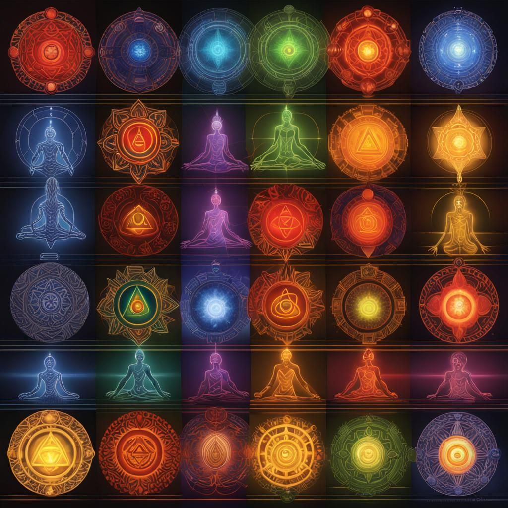 Seven Chakras Holographic Cosmic Illustration