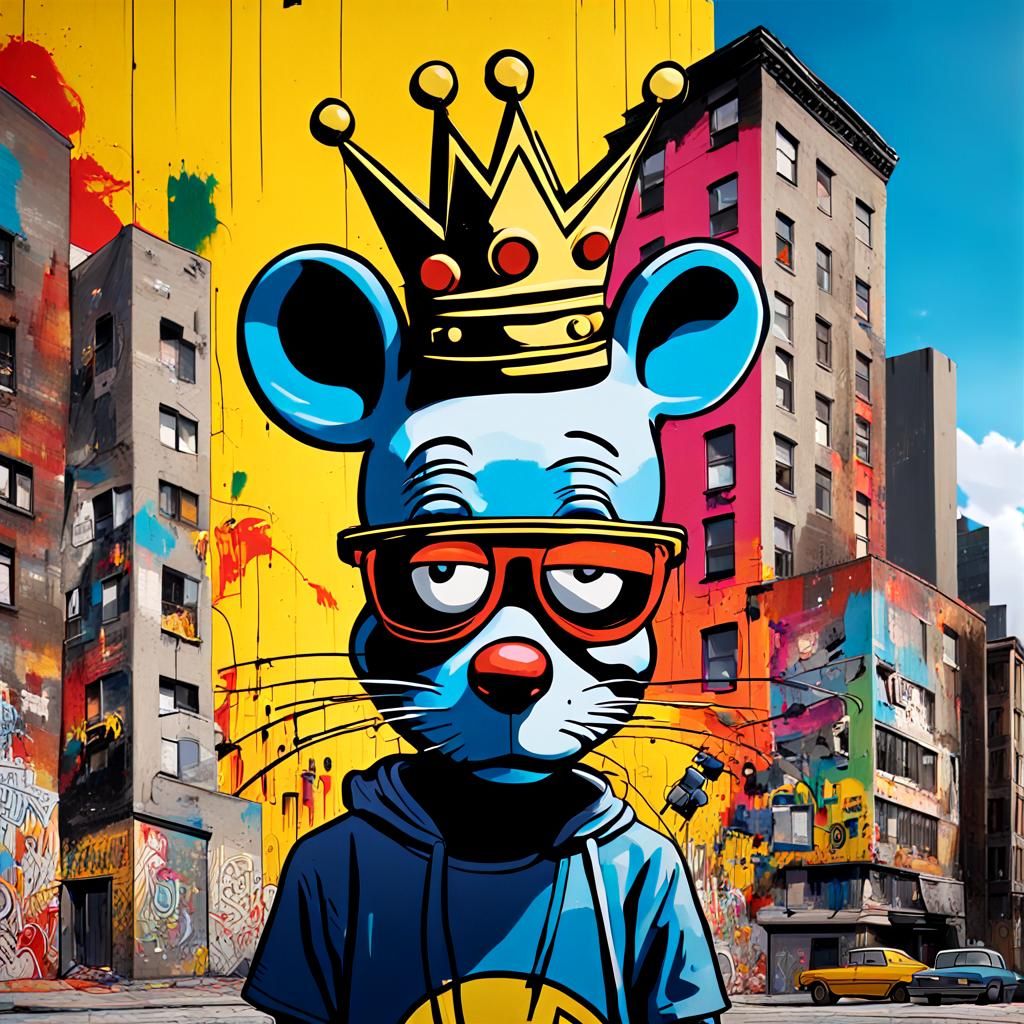 Dangermouse in Basquiat-Inspired Graffiti Art