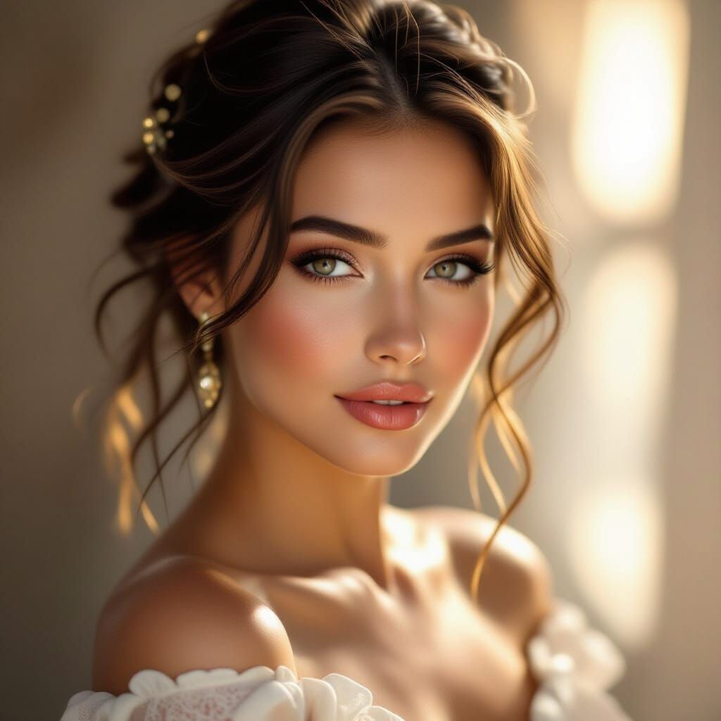 Elegant Romantic Portrait with Cinematic Lighting
