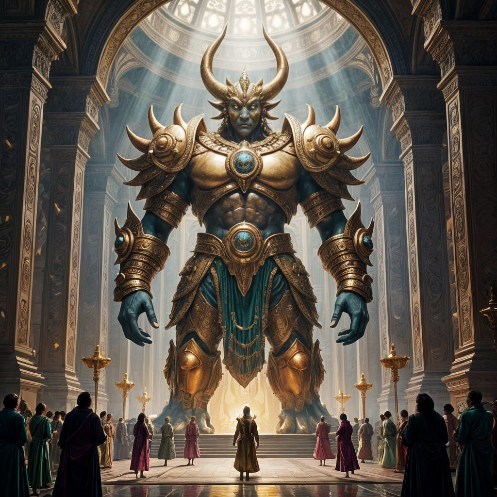 Golden Gem Mythical Creature in Fantasy Temple