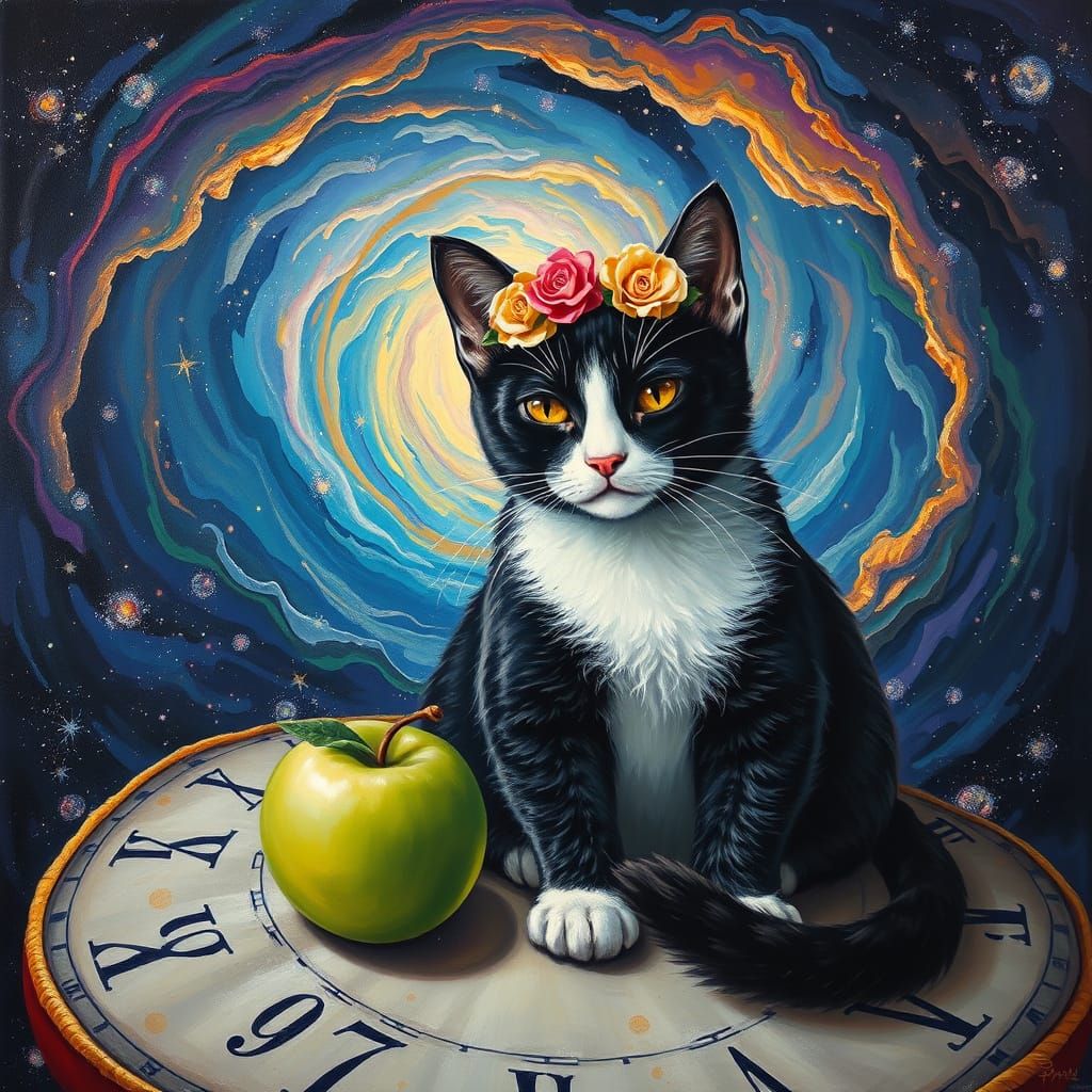 Whimsical Cat in Cosmic Melange
