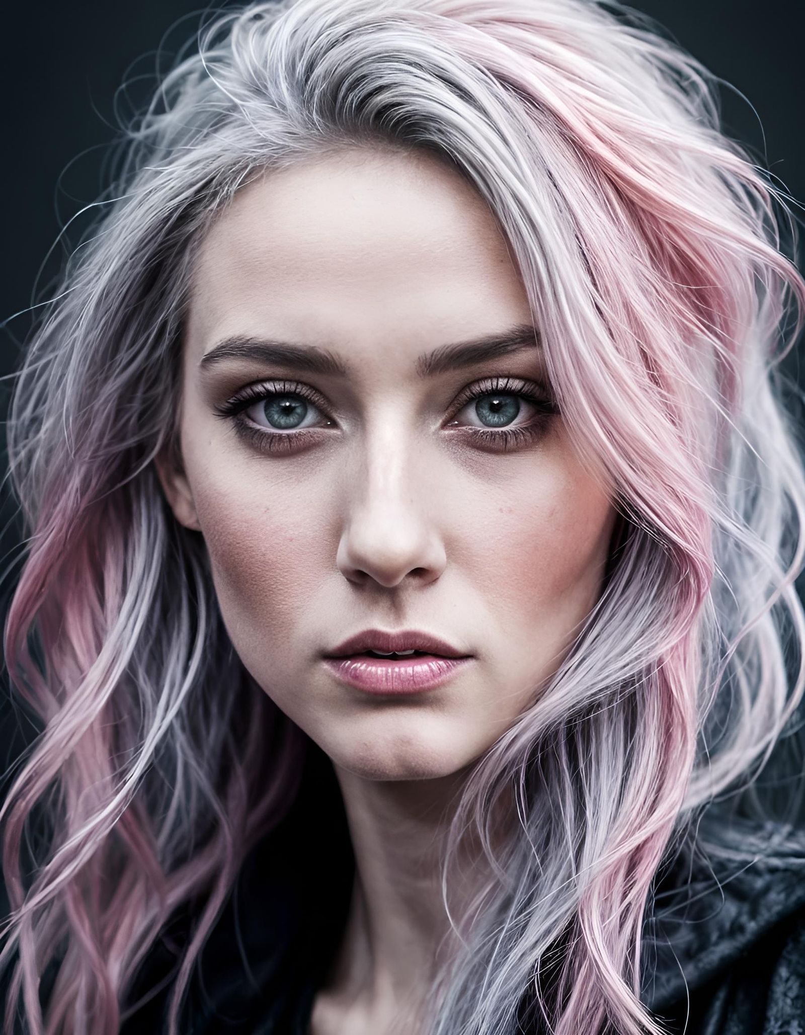 Pastel Grunge Portrait of a Stoic Girl