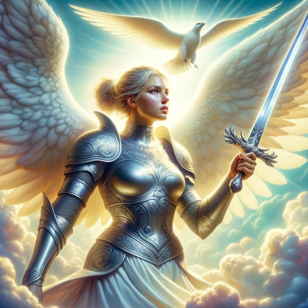 Female Paladin Angel in Norse Armor