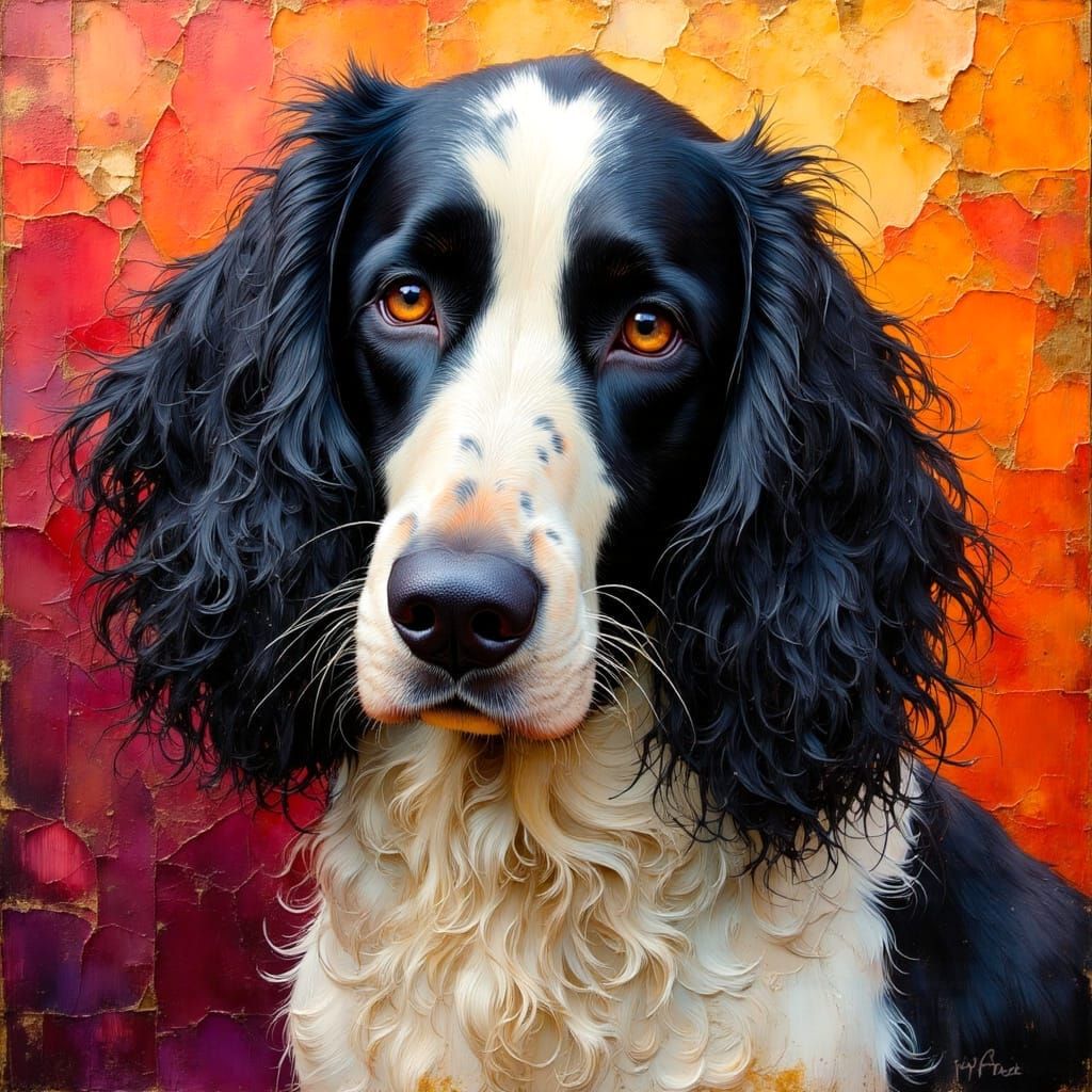 English Setter Portrait in Detailed Impasto Oil Painting