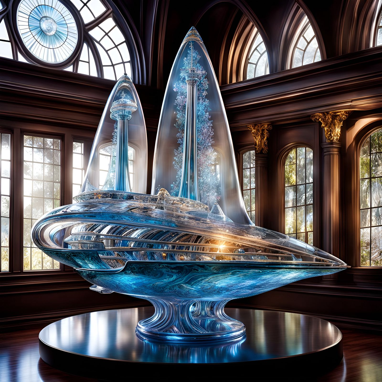 Blown Glass Star Trek Enterprise Sculpture
