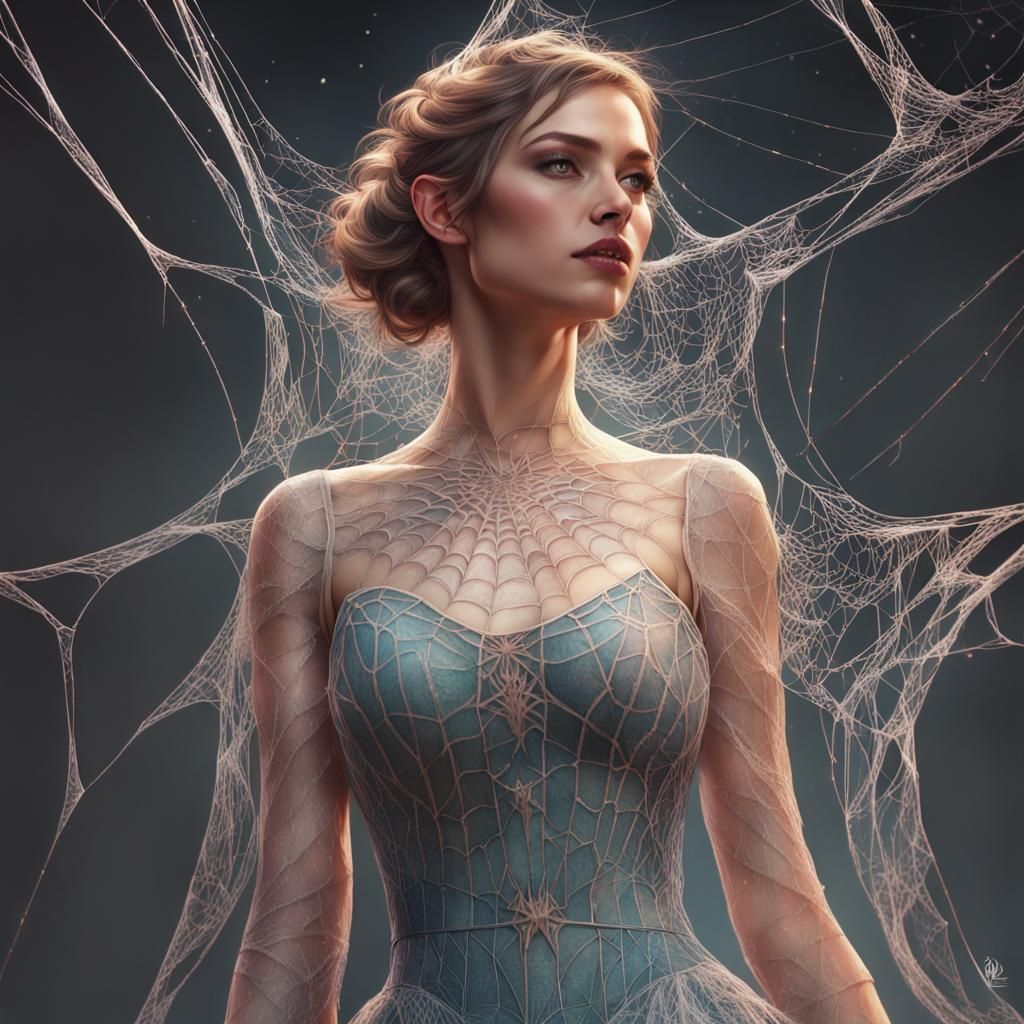 Woman in Spiderweb Dress: Fantasy Portrait
