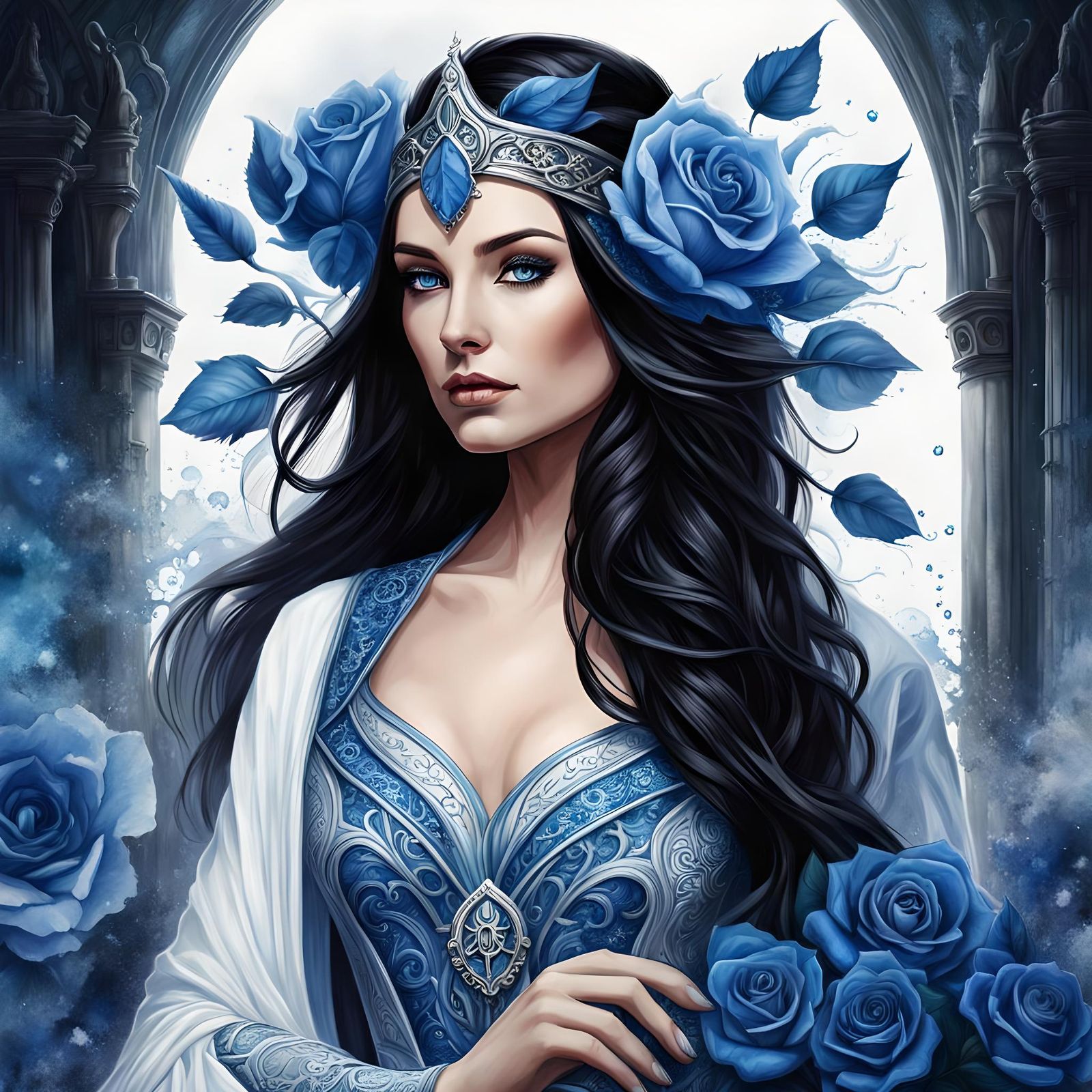 Laura Haddock as Medieval Sorceress, Blue Roses