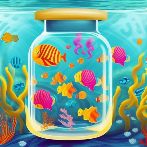 Sea life in a jar