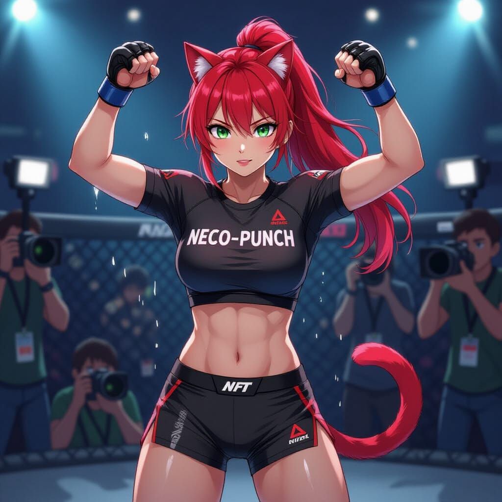 Victorious Anime MMA Fighter in Photorealistic Style