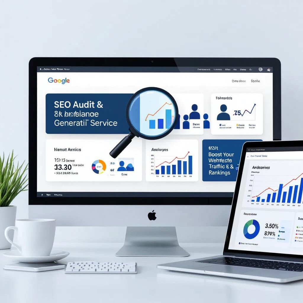 Website Analytics & SEO Graphs on Laptop Screen