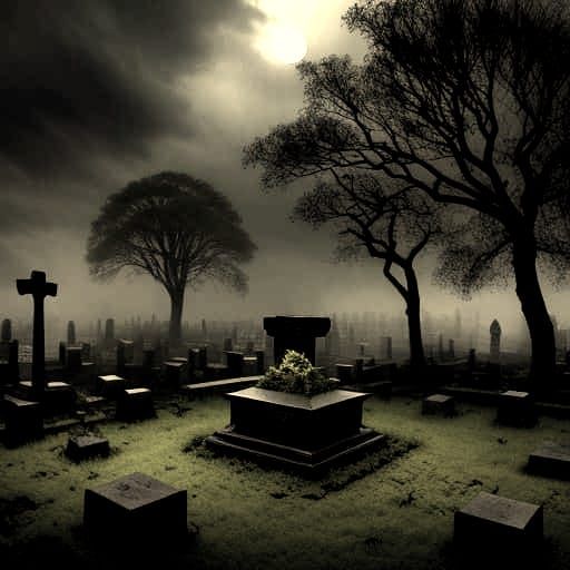 Gloomy Abandoned Garden Under a Stormy Moon