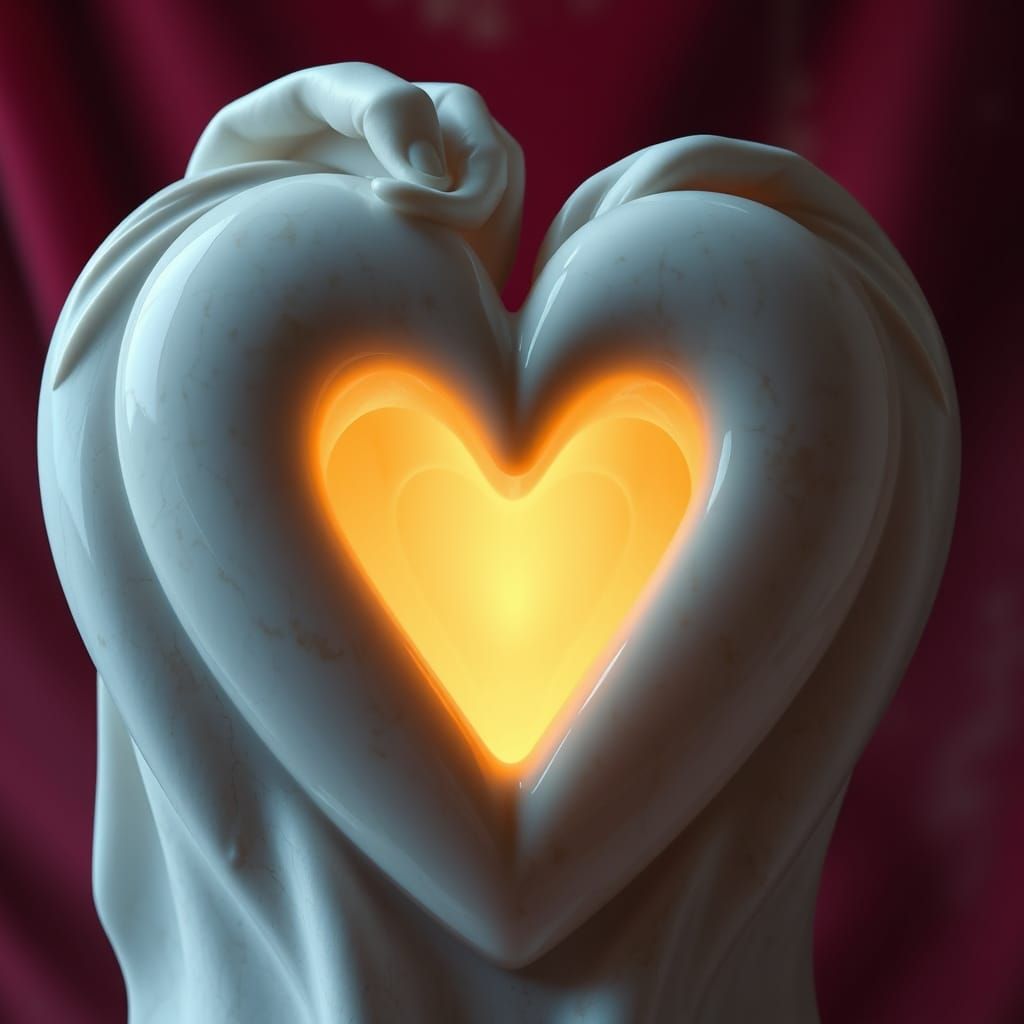 Ethereal Blue Stone Goddess in Polished Marble with Fiery Gl...