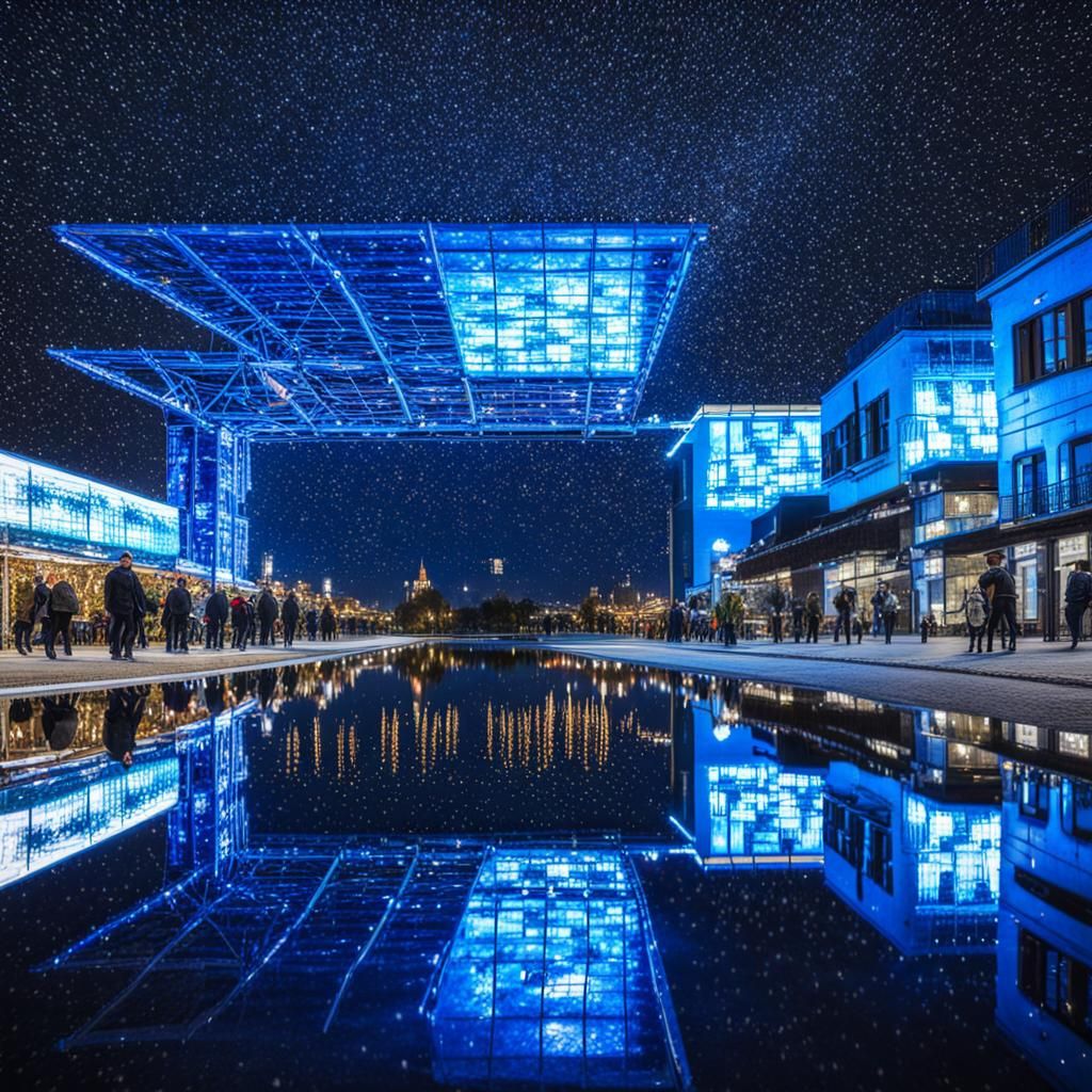 Futuristic Cloud City with Moon Backdrop