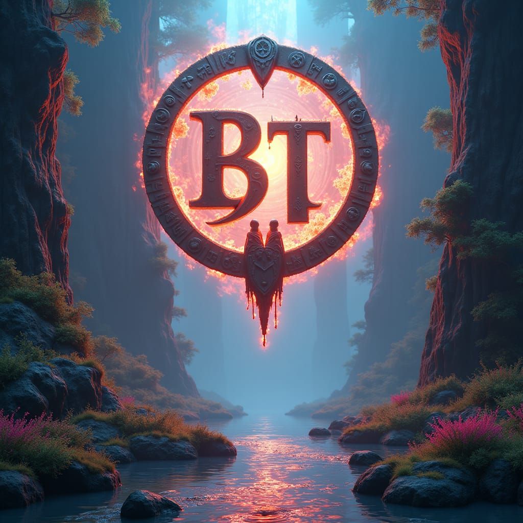Mystical BT Logo in a Fantastical Realm