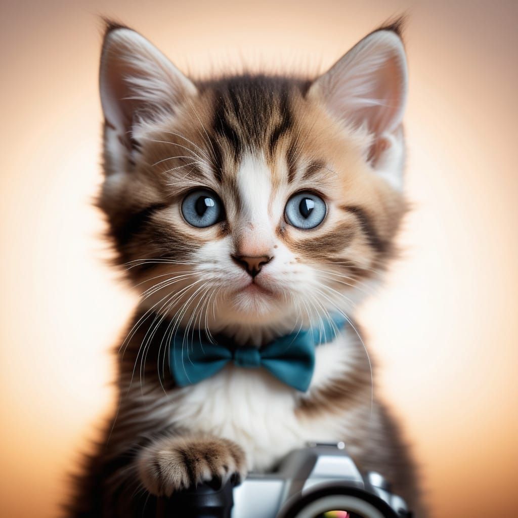 Charming Close-Up Portrait of a Fluffy Kitten