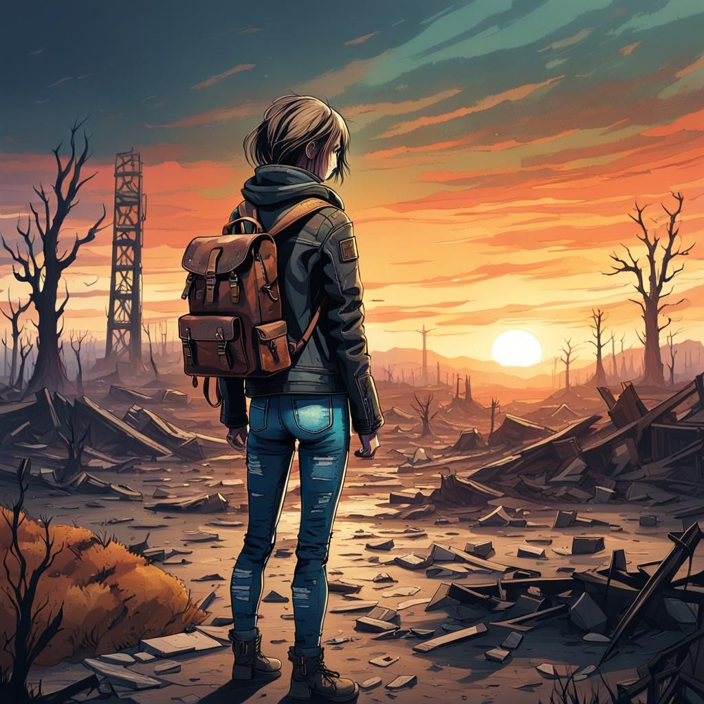 Post-Apocalyptic Survivor in a Desolate Wasteland