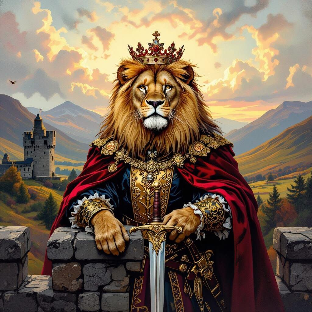Renaissance Lion King in Scottish Highlands