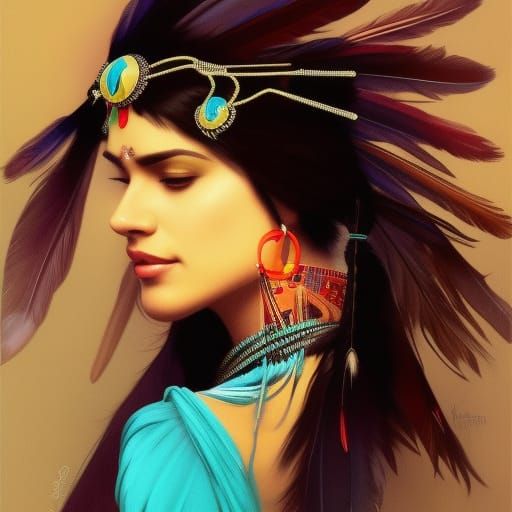 Native American Princess Portrait in Forest