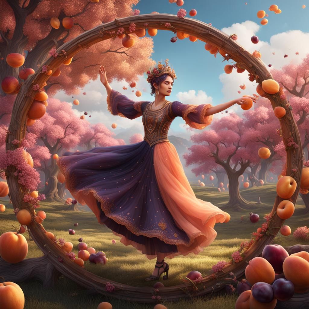 Fruits Dancing in a Circle: Fantasy Concept Art