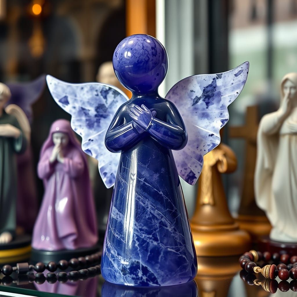 Iolite Crystal Angel Figurine for Protection
