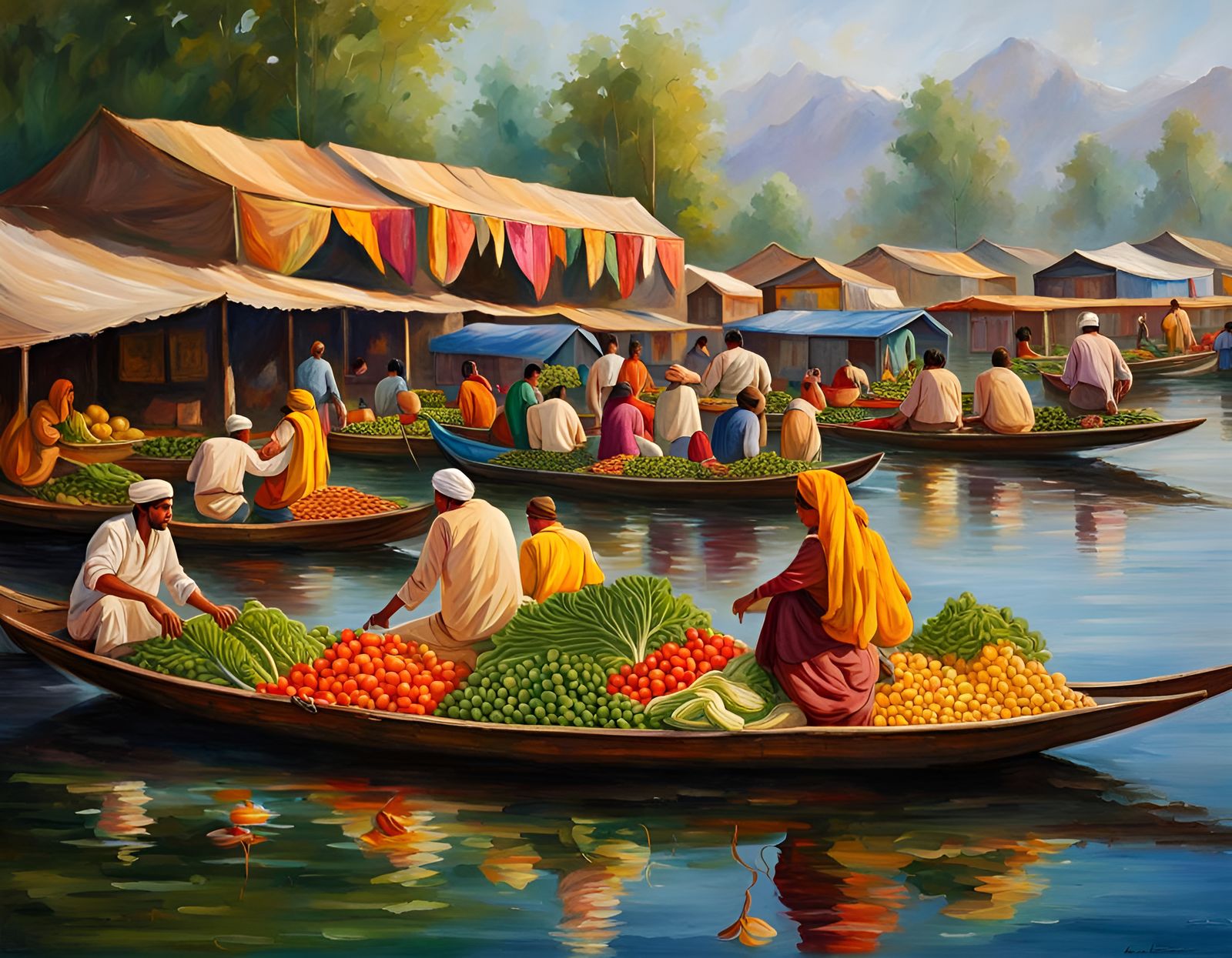 Floating Vegetable Market on Dal Lake, Kashmir