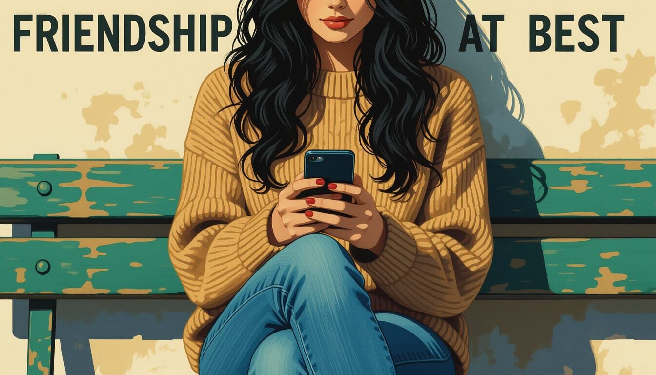 Spanish Woman with iPhone in Hergé, Bilal, and Moebius Style