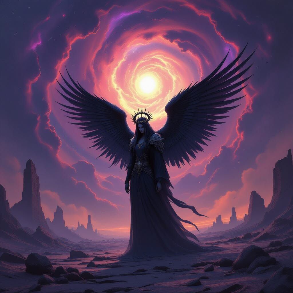 Archangel Descends on Alien World in Fantasy Concept Art Sty...