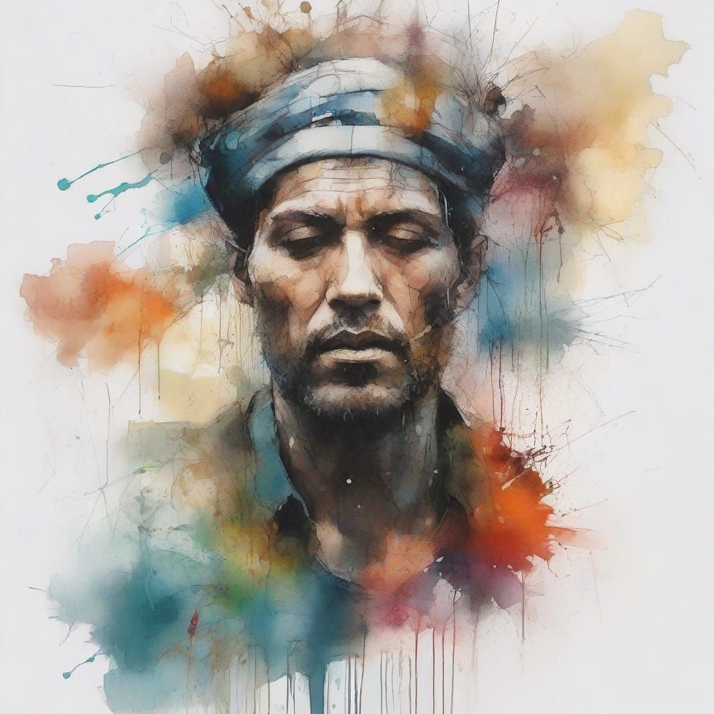 Inner Peace Portrait with Dramatic Ink Splashes