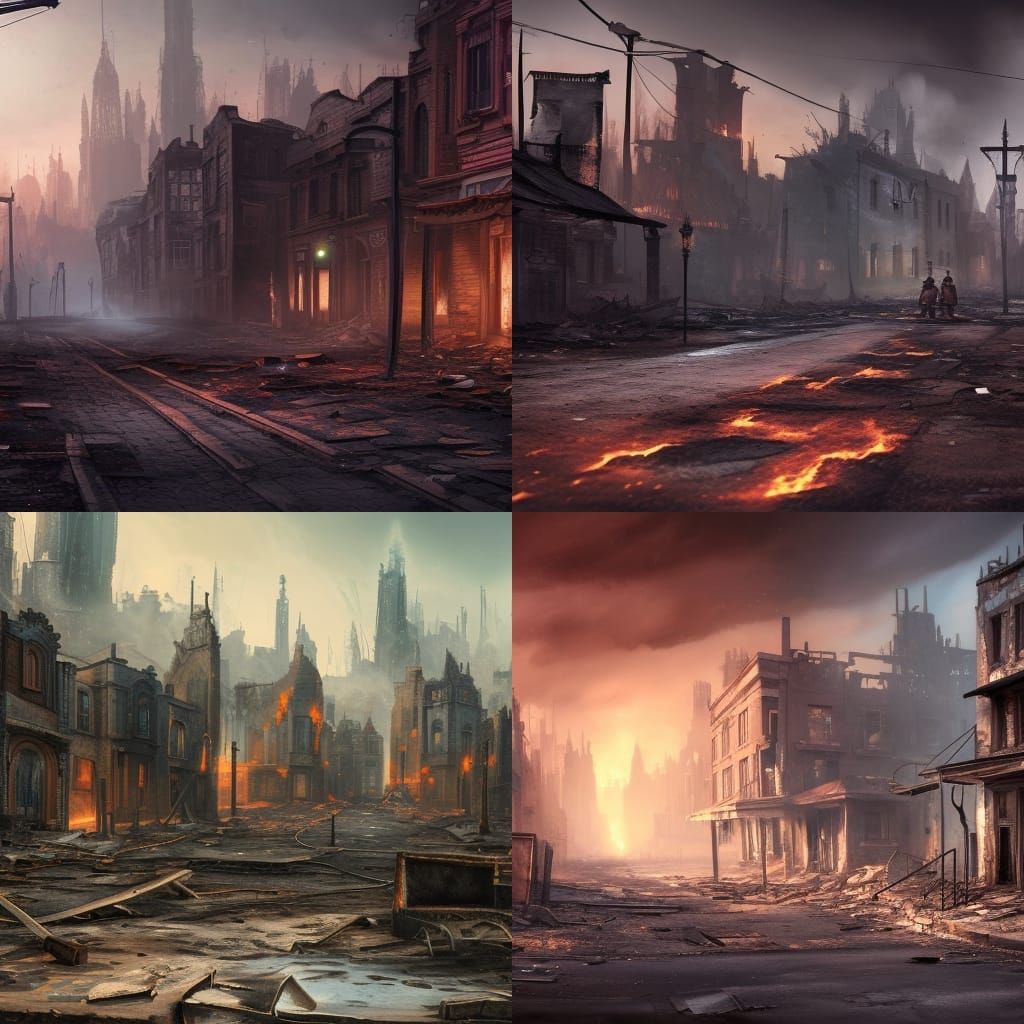 Desolate City Remains in Detailed Matte Painting