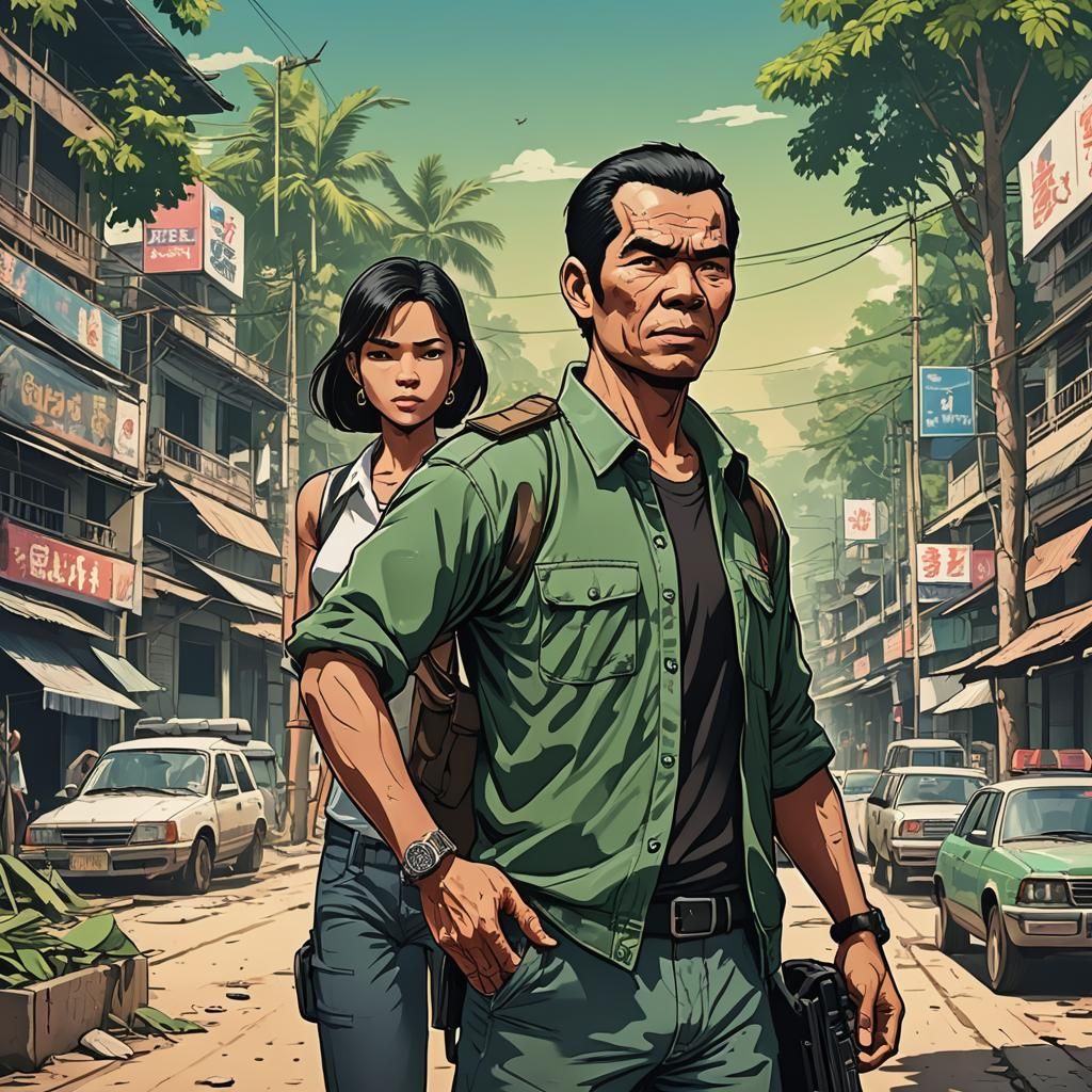 Cambodia in Vibrant Cel-Shaded Style